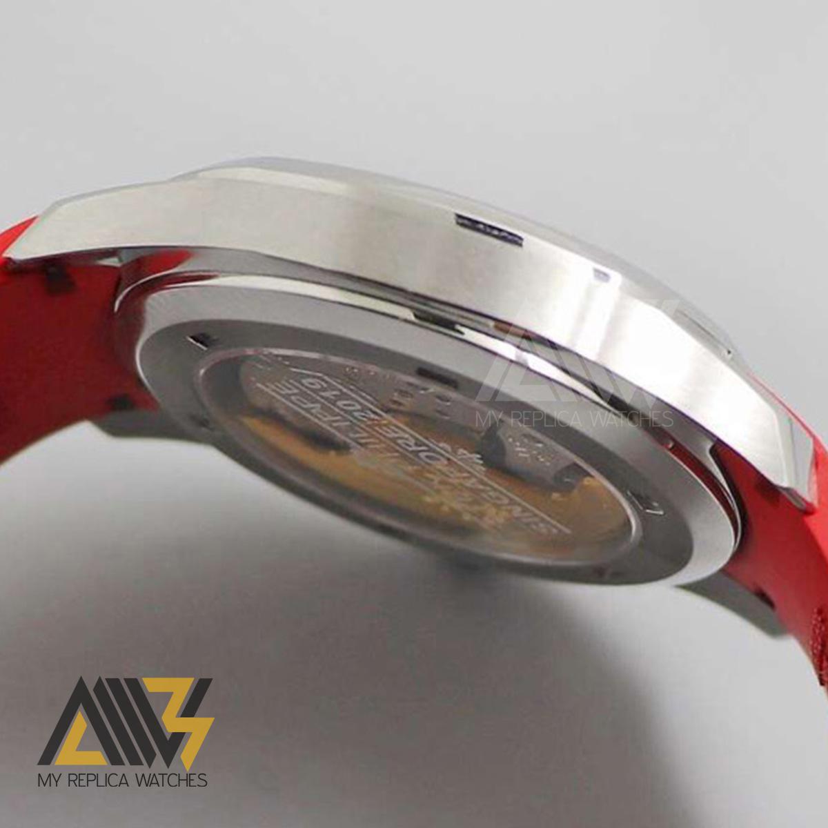 Aquanaut Jumbo 5167A-012 Singapore Edition Stainless Steel Case ZF 1:1 Best Edition Red Second Hand on Red Rubber Strap 324CS Clone (Correct Thickness)